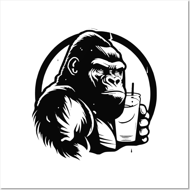 Protein Gym Shake Funny Gorilla Boost Strength Limits Wall Art by Kibo2020